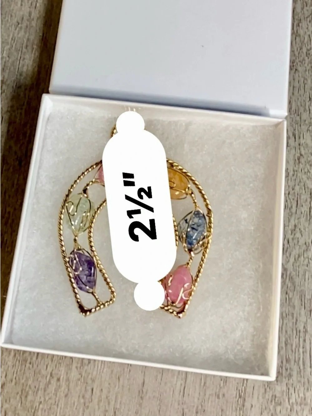 Gold-Tone Multi-Colored Wire-Wrapped Gemstone Pendant
